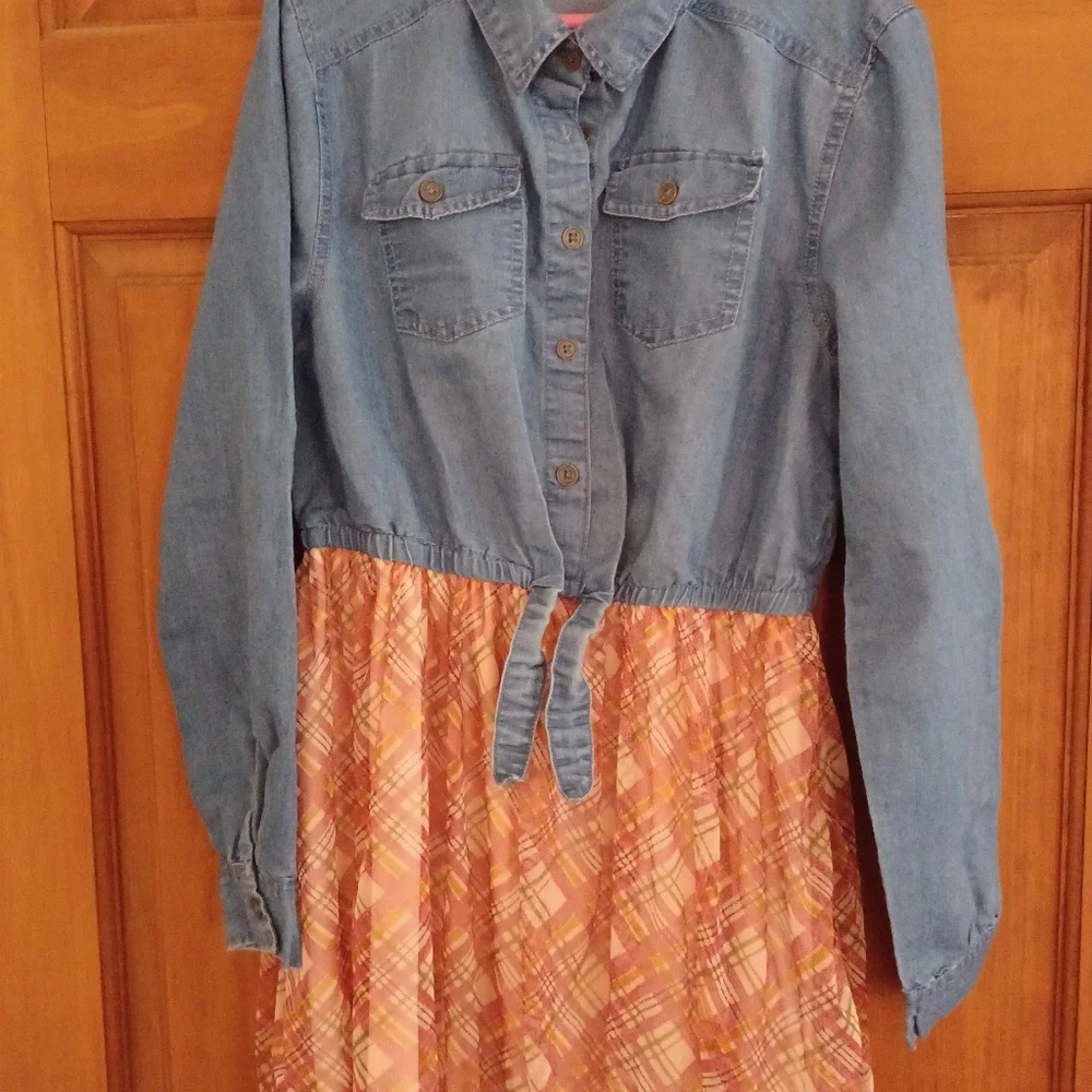 GIRLS DRESS JEAN TOP WITH ATTACHED SKIRT SIZE 14. - Picture 5 of 6
